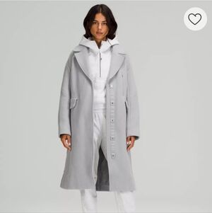 Lululemon Wool Long Coat in Light Grey Women’s Size 10 NWT